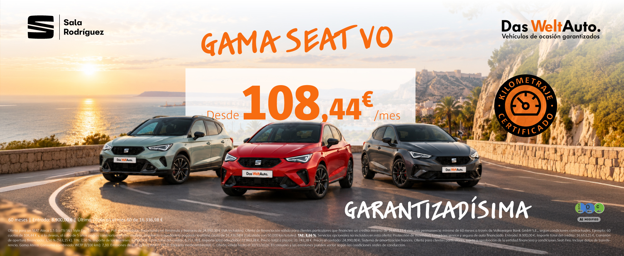 ¡Garantizadísima! Gama SEAT de Ocasión desde 108€